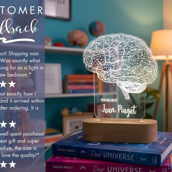 Personalized Brain Lamp • Psychologist or Neurologist Gift • Grad Gift - Picture 7 of 8